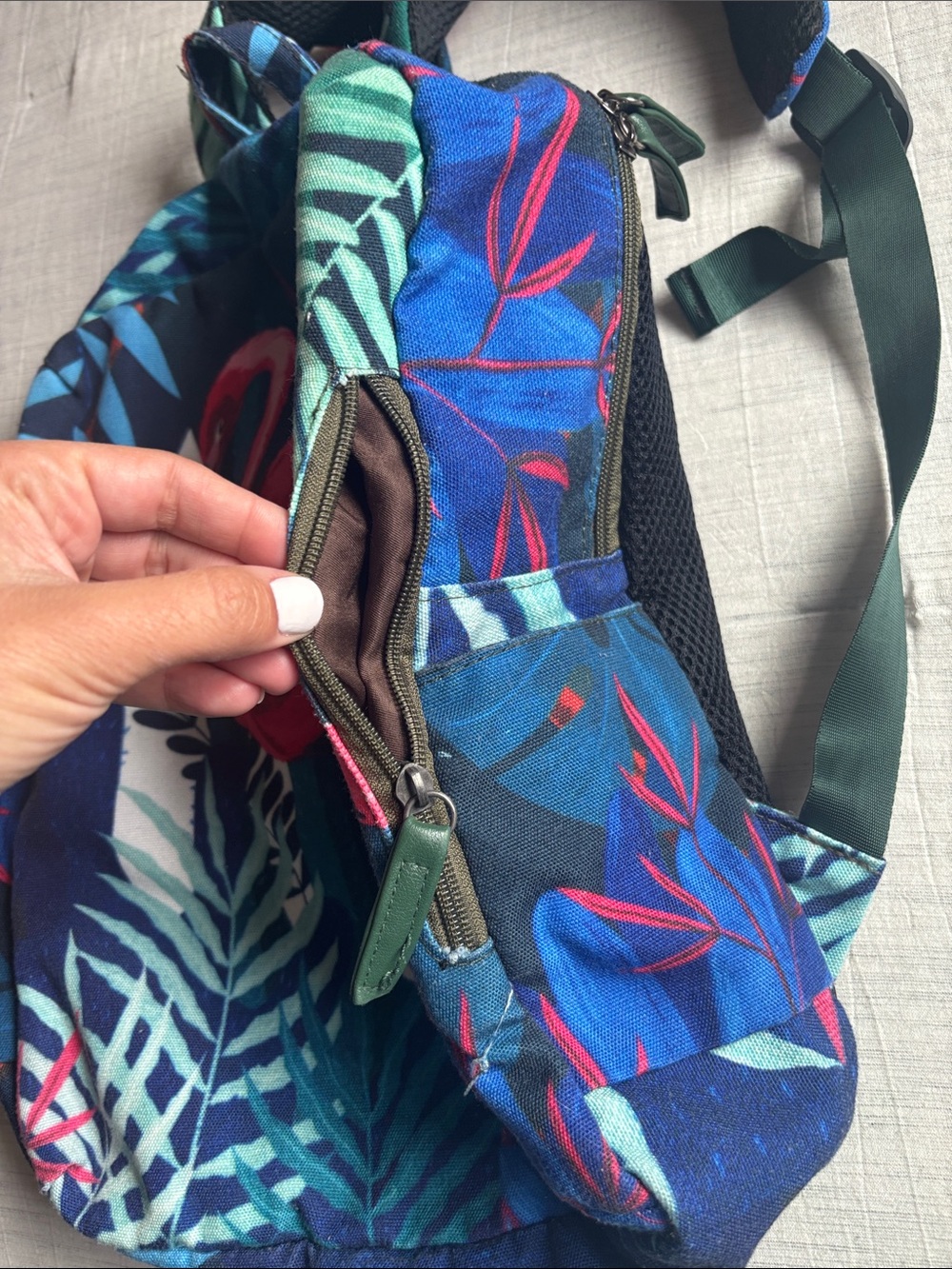 Pink Flamingo Print Backpack - Vibrant Tropical Daypack - Picture 3 of 5